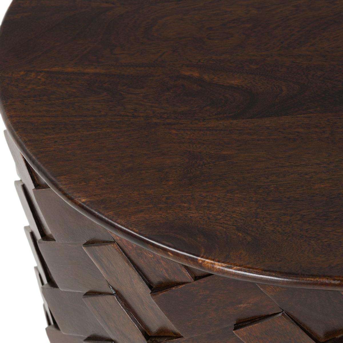 Shira Round End Table - Kona Brown