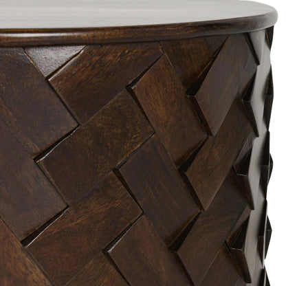 Shira Round End Table - Kona Brown