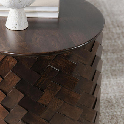 Shira Round End Table - Kona Brown