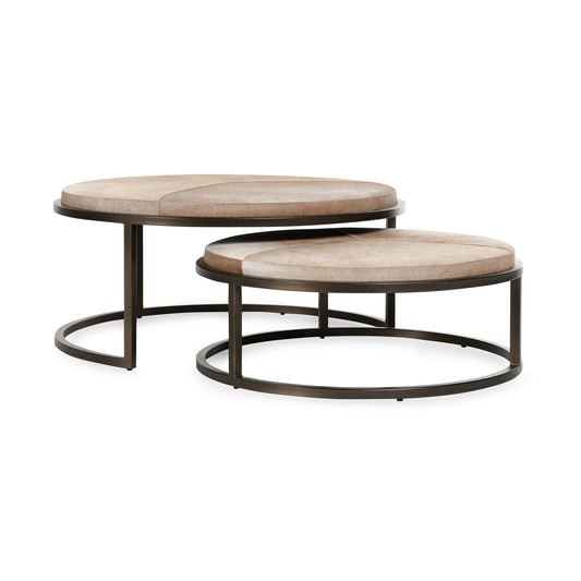 Hayword Hide Nesting Coffee Tables Set of 2 - Canyon Sand