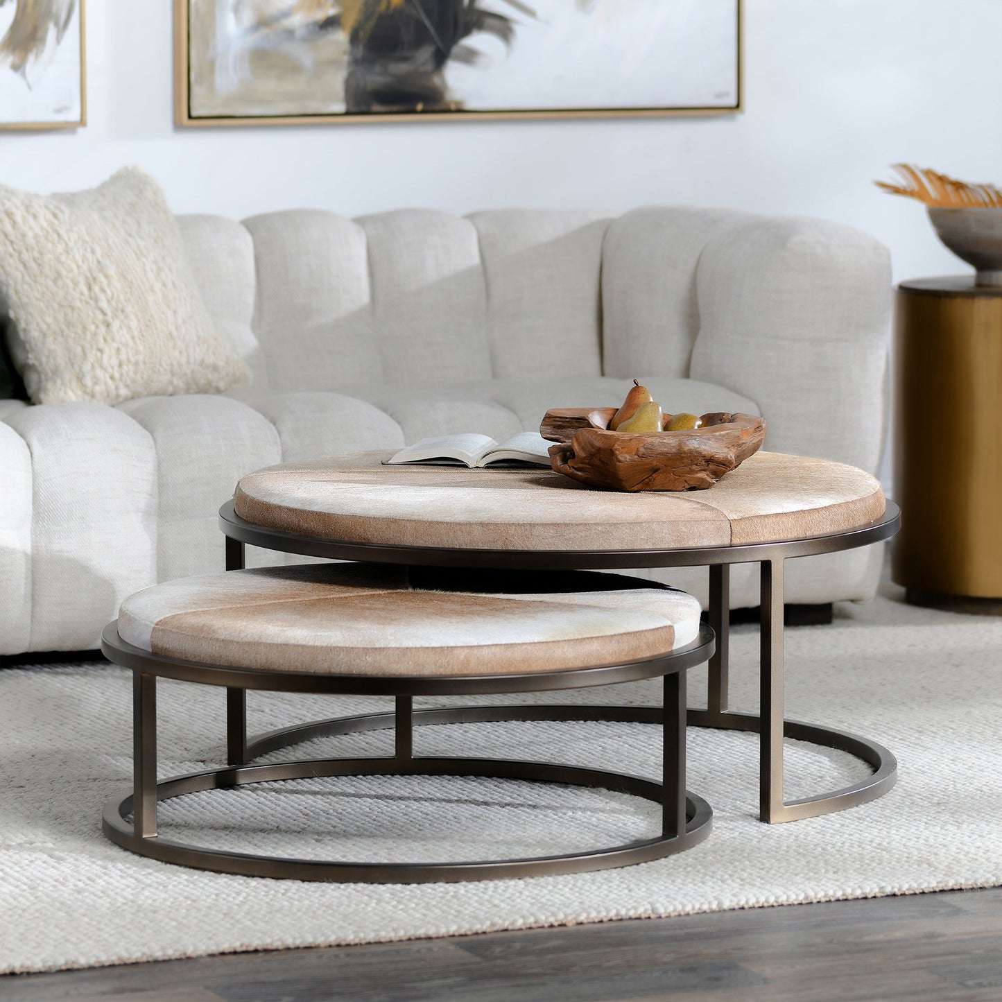 Hayword Hide Nesting Coffee Tables Set of 2 - Canyon Sand