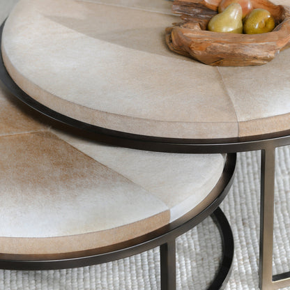 Hayword Hide Nesting Coffee Tables Set of 2 - Canyon Sand