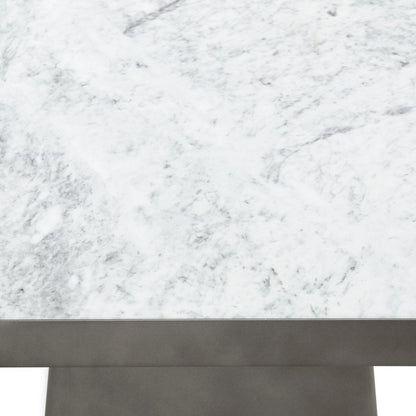 Far Marble/Metal Square Coffee Table - White/Slate Gray