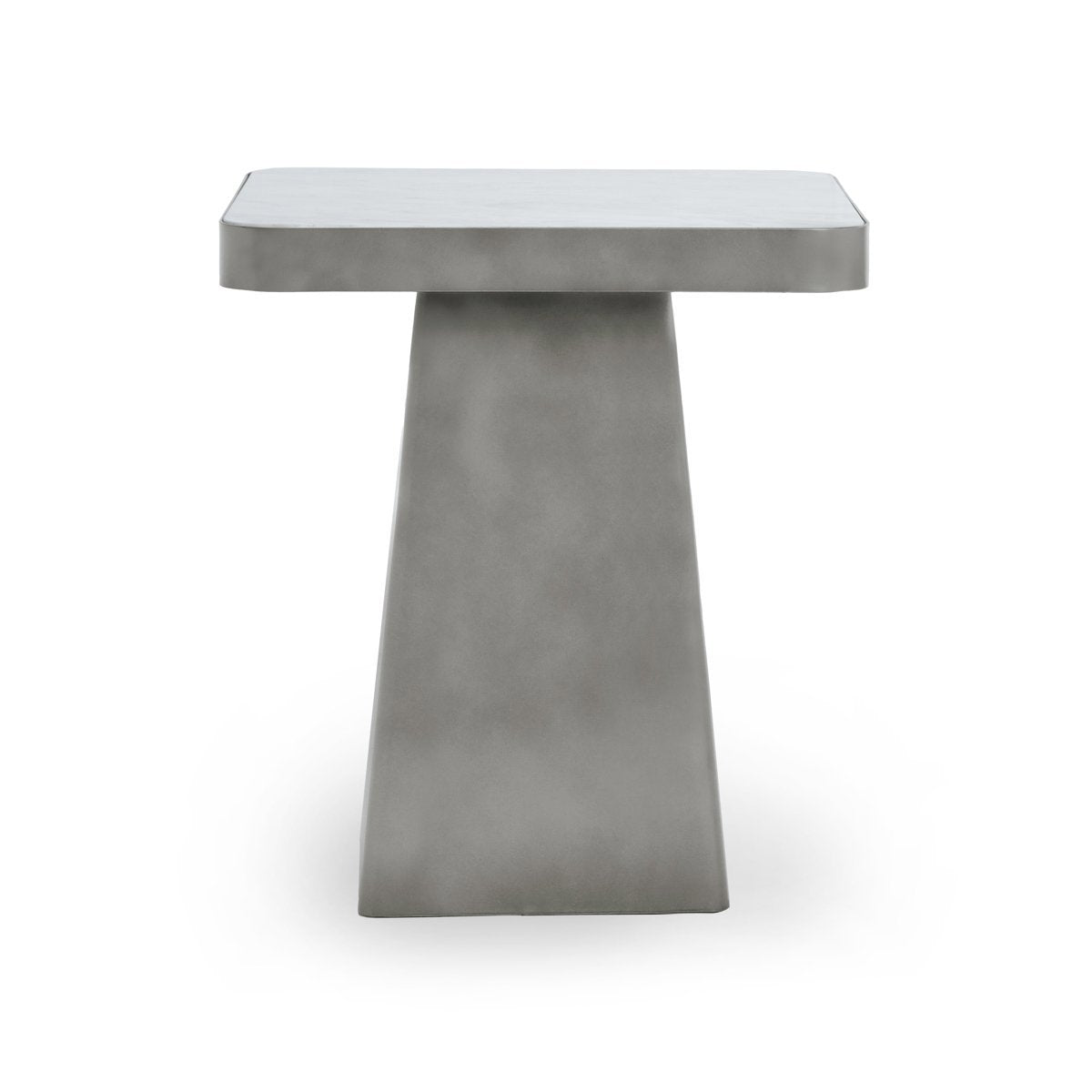 Far Marble/Metal Square End Table - White/Slate Gray