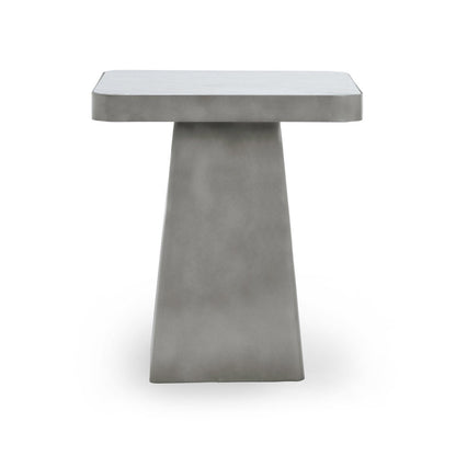 Far Marble/Metal Square End Table - White/Slate Gray