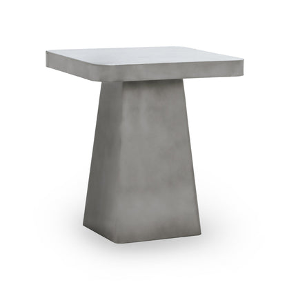Far Marble/Metal Square End Table - White/Slate Gray