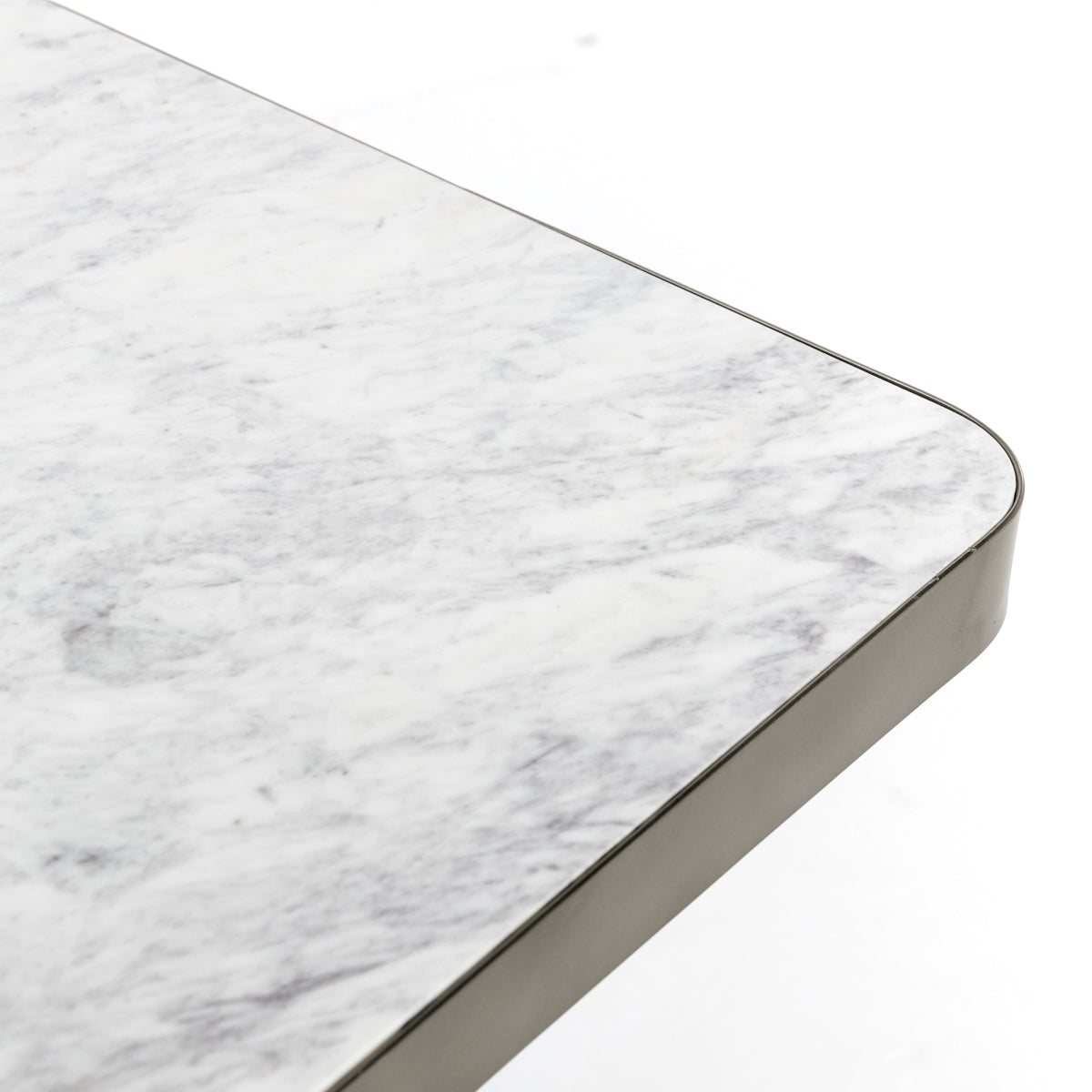 Far Marble/Metal Square End Table - White/Slate Gray