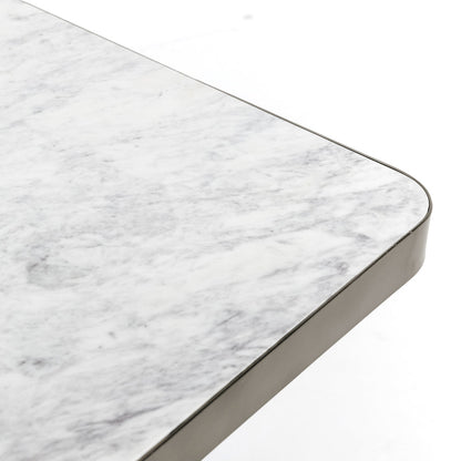 Far Marble/Metal Square End Table - White/Slate Gray