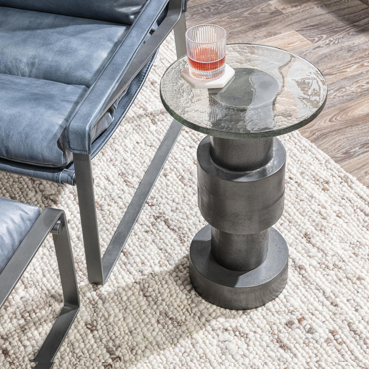 Callen Round Accent Table - Antique Nickel
