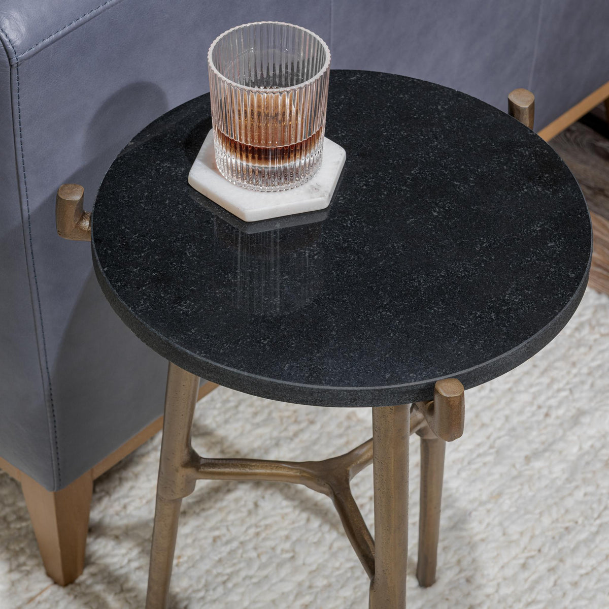 Halley Round Accent Table - Black