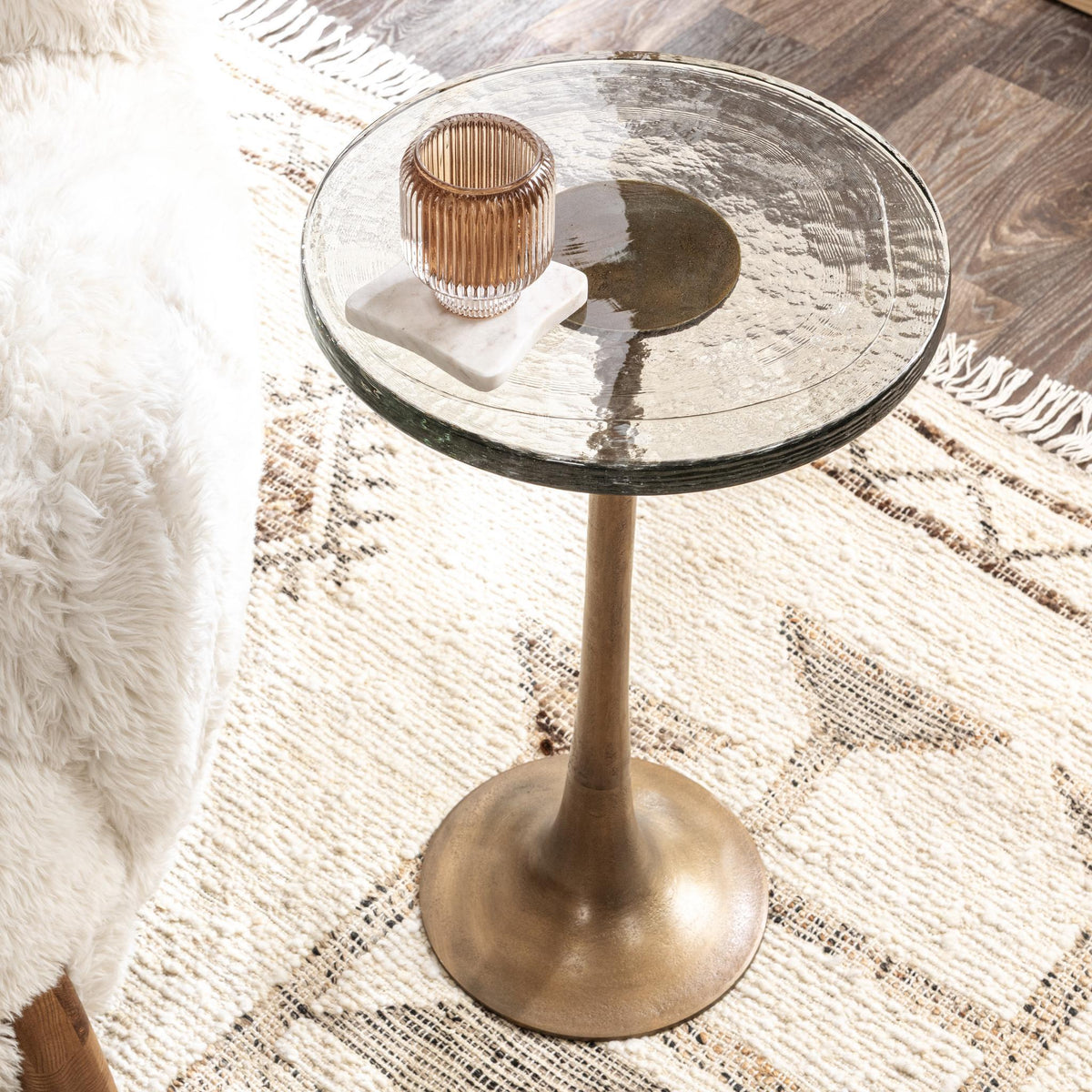 Fabiana Round Accent Table - Brass