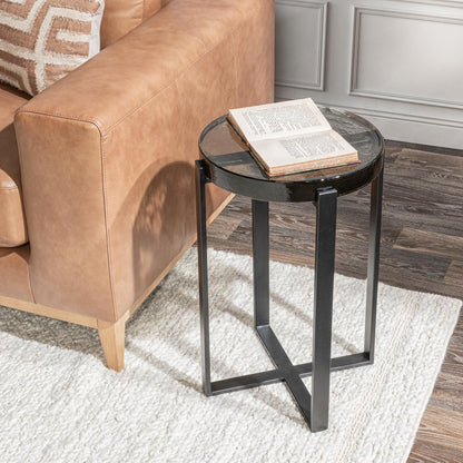 Gallie Round Accent Table - Black