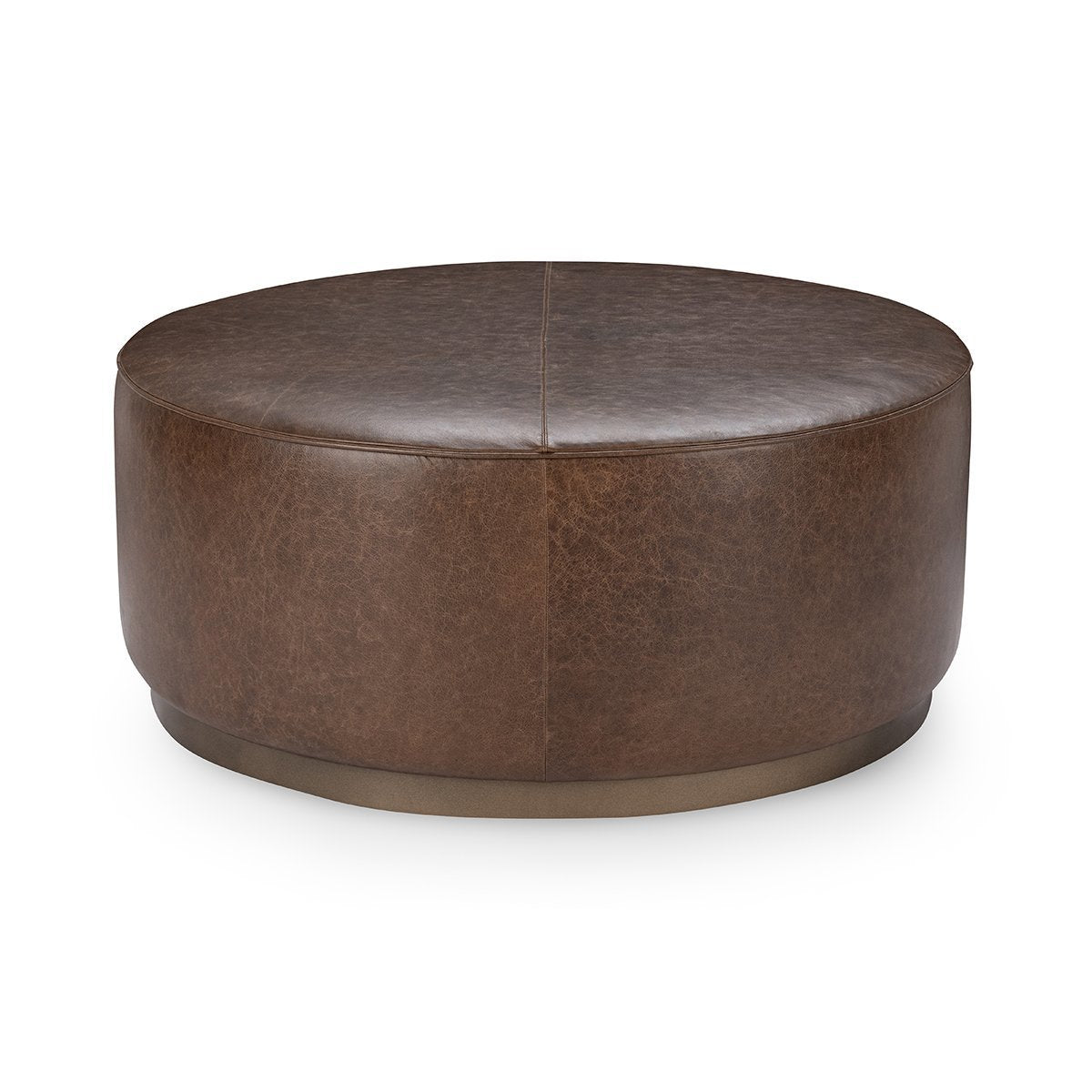 Clair Leather Round Coffee Table - Cocoa Brown