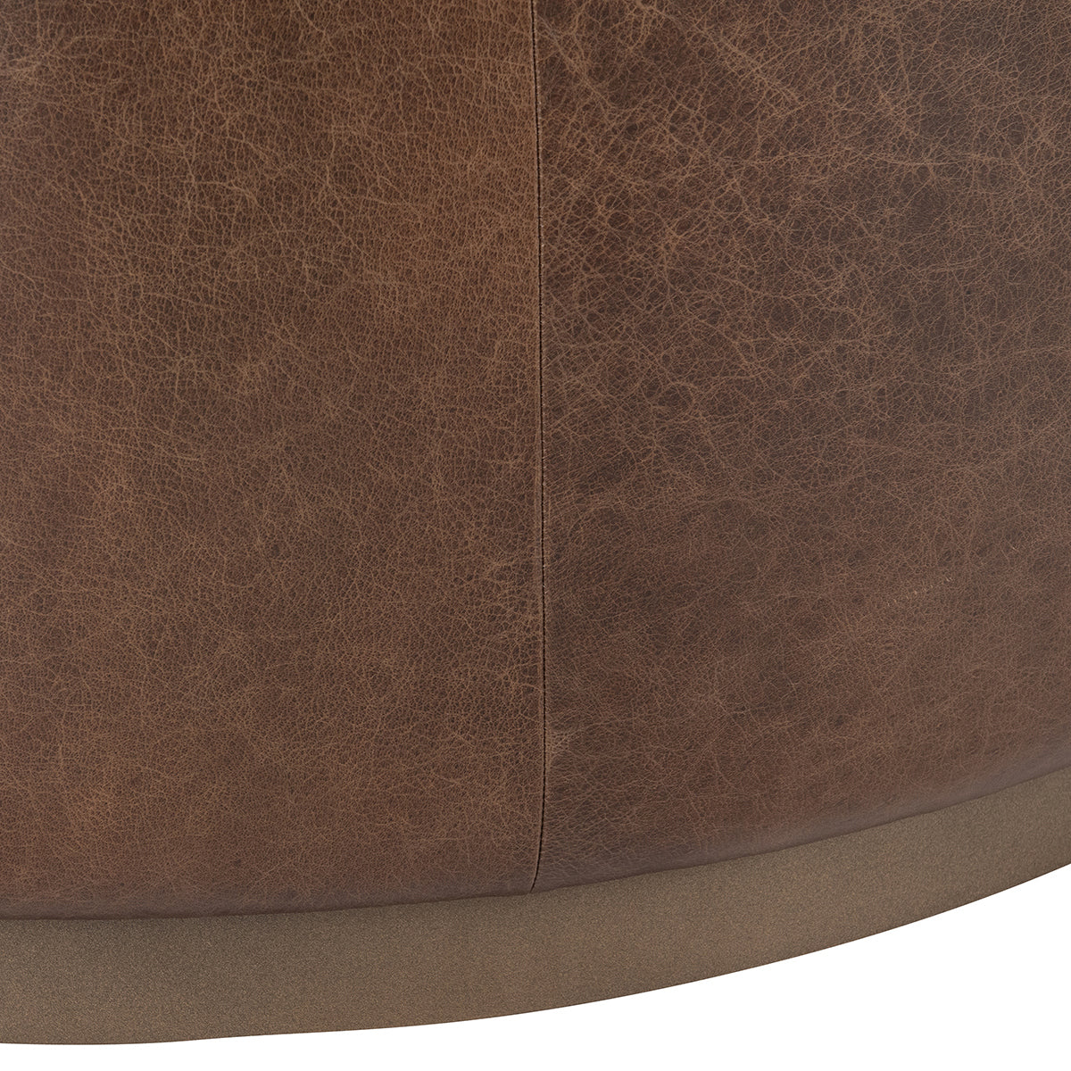 Clair Leather Round Coffee Table - Cocoa Brown