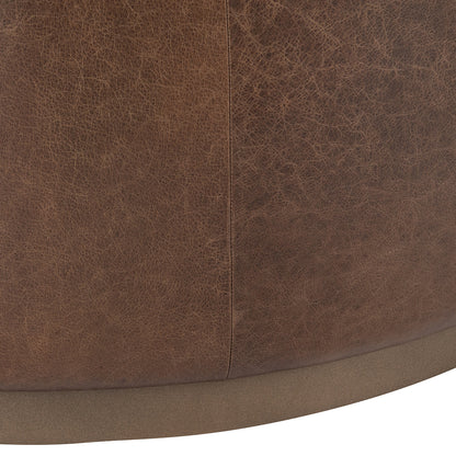 Clair Leather Round Coffee Table - Cocoa Brown