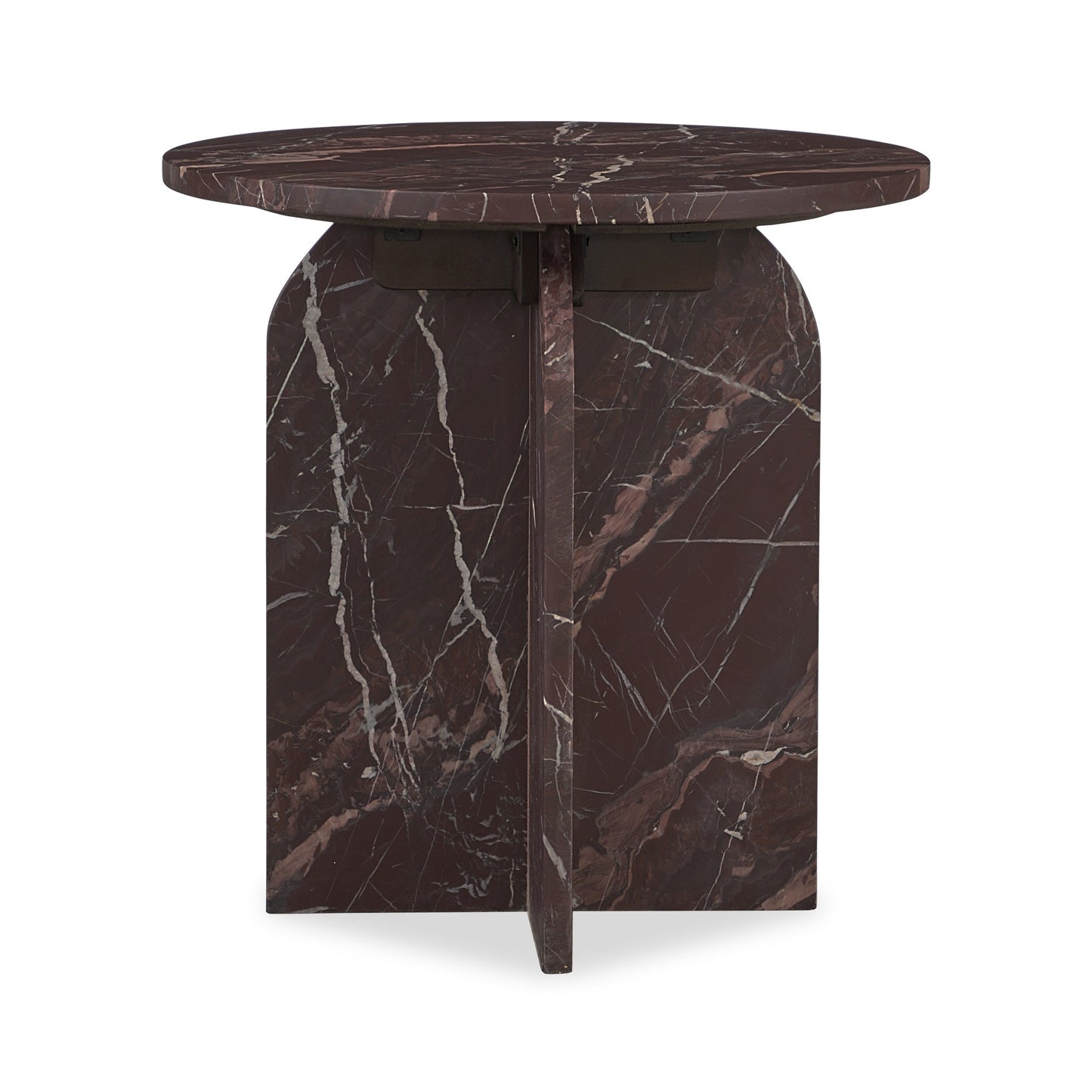 Reilly Marble Round Accent Table Small - Merlot