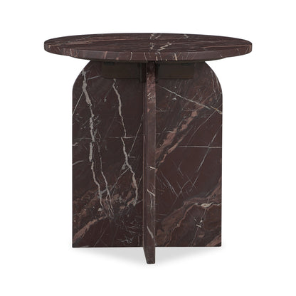 Reilly Marble Round Accent Table Small - Merlot