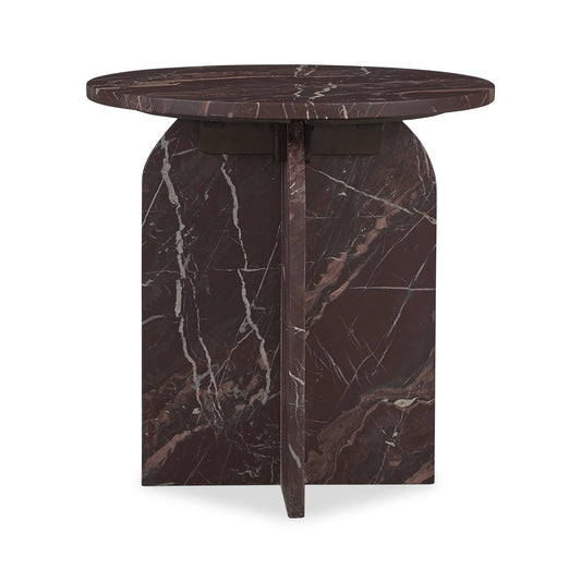 Reilly Marble Round Accent Table Small - Merlot