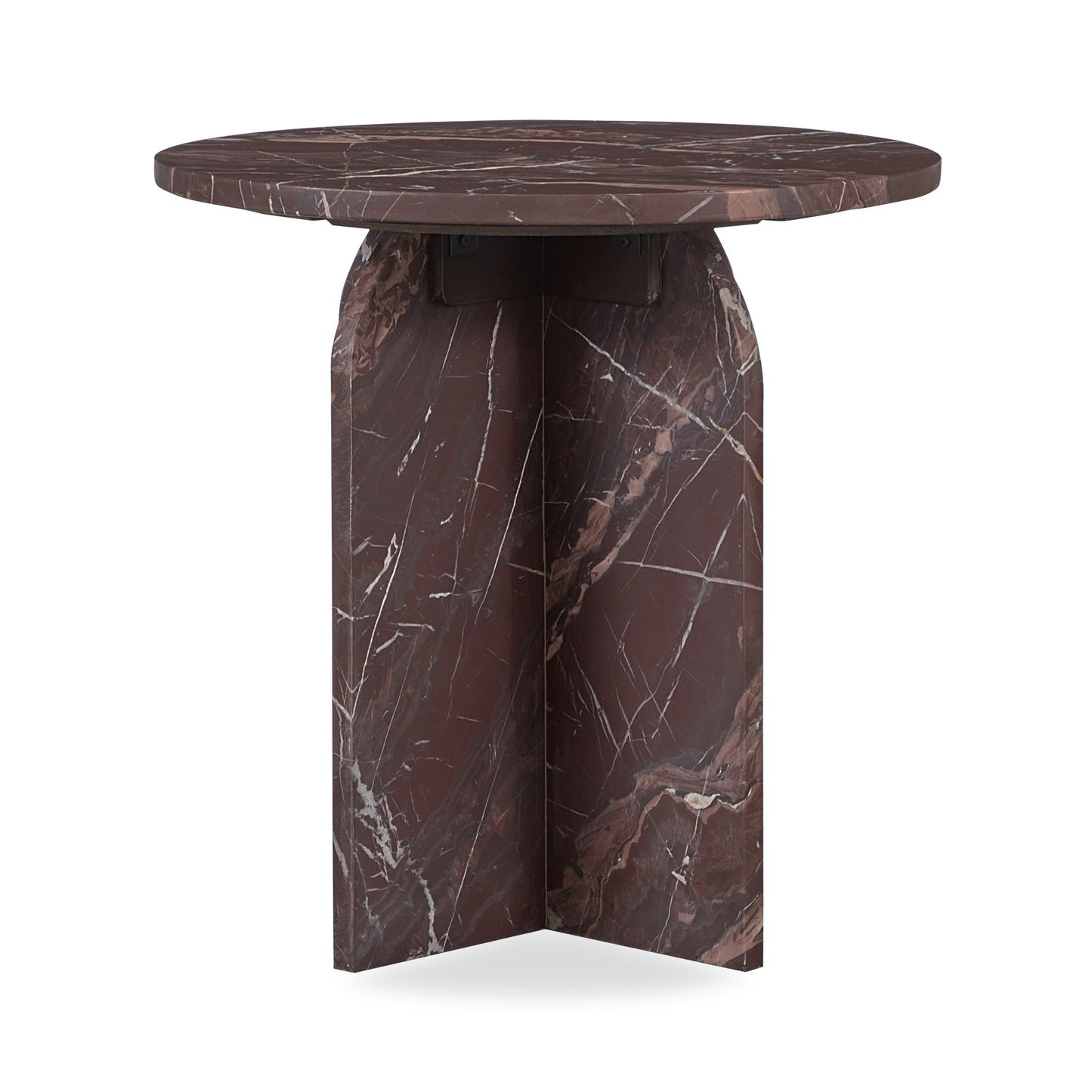 Reilly Marble Round Accent Table Small - Merlot