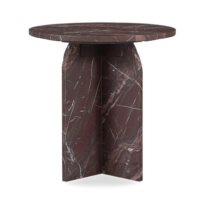 Reilly Marble Round Accent Table Small - Merlot