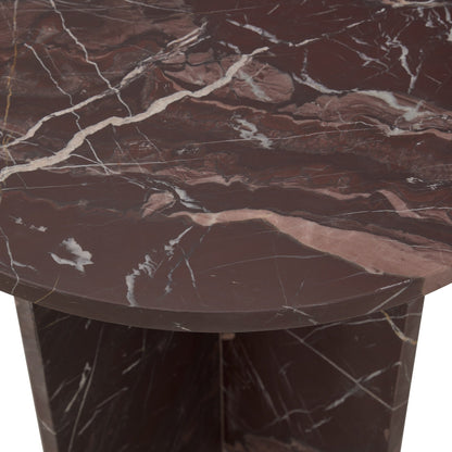 Reilly Marble Round Accent Table Small - Merlot