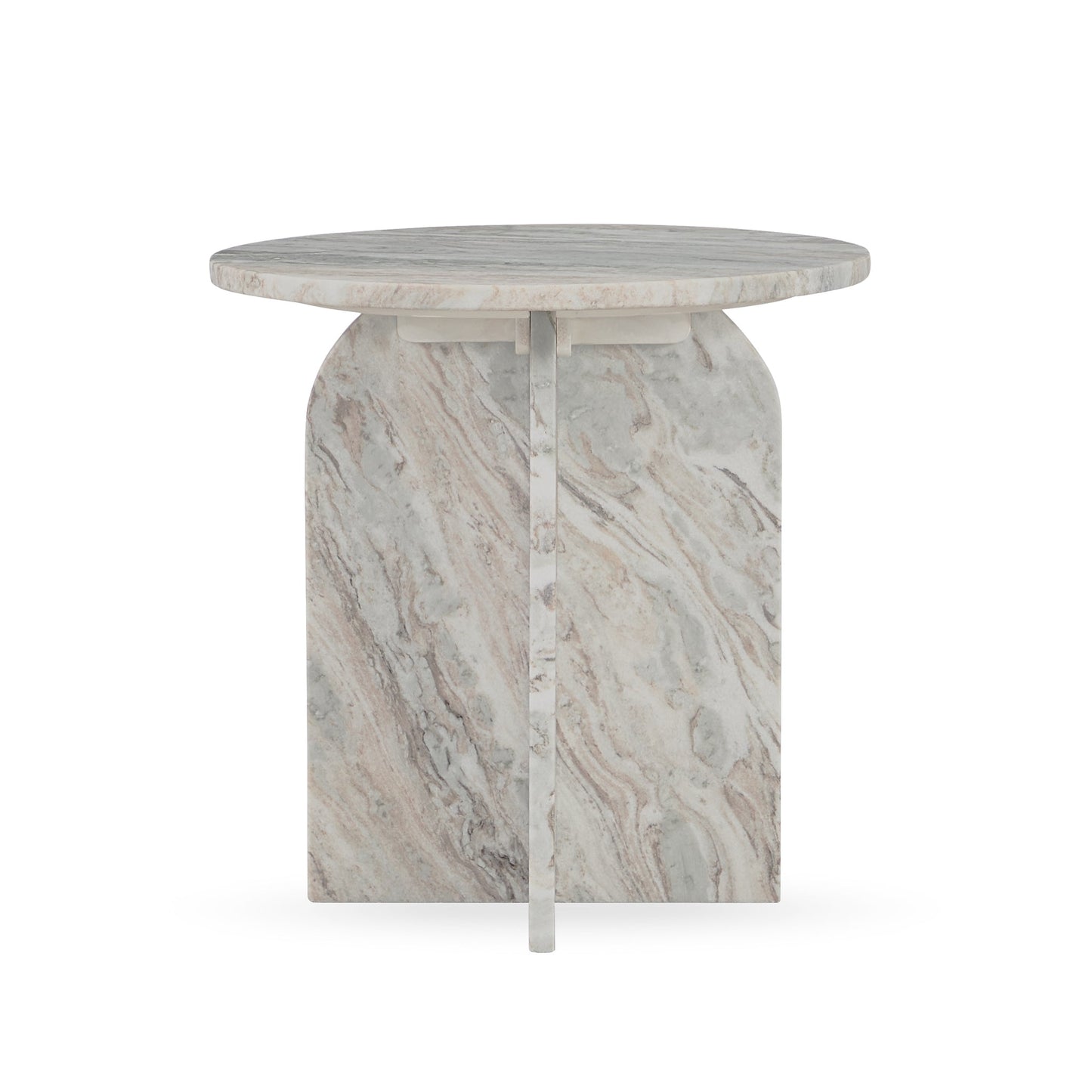 Reilly Marble Round Accent Table Small - Rusty Gray