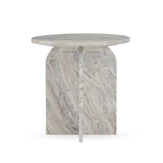 Reilly Marble Round Accent Table Small - Rusty Gray