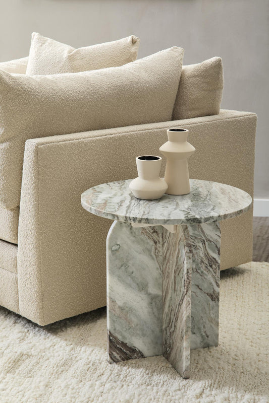 Reilly Marble Round Accent Table Small - Rusty Gray