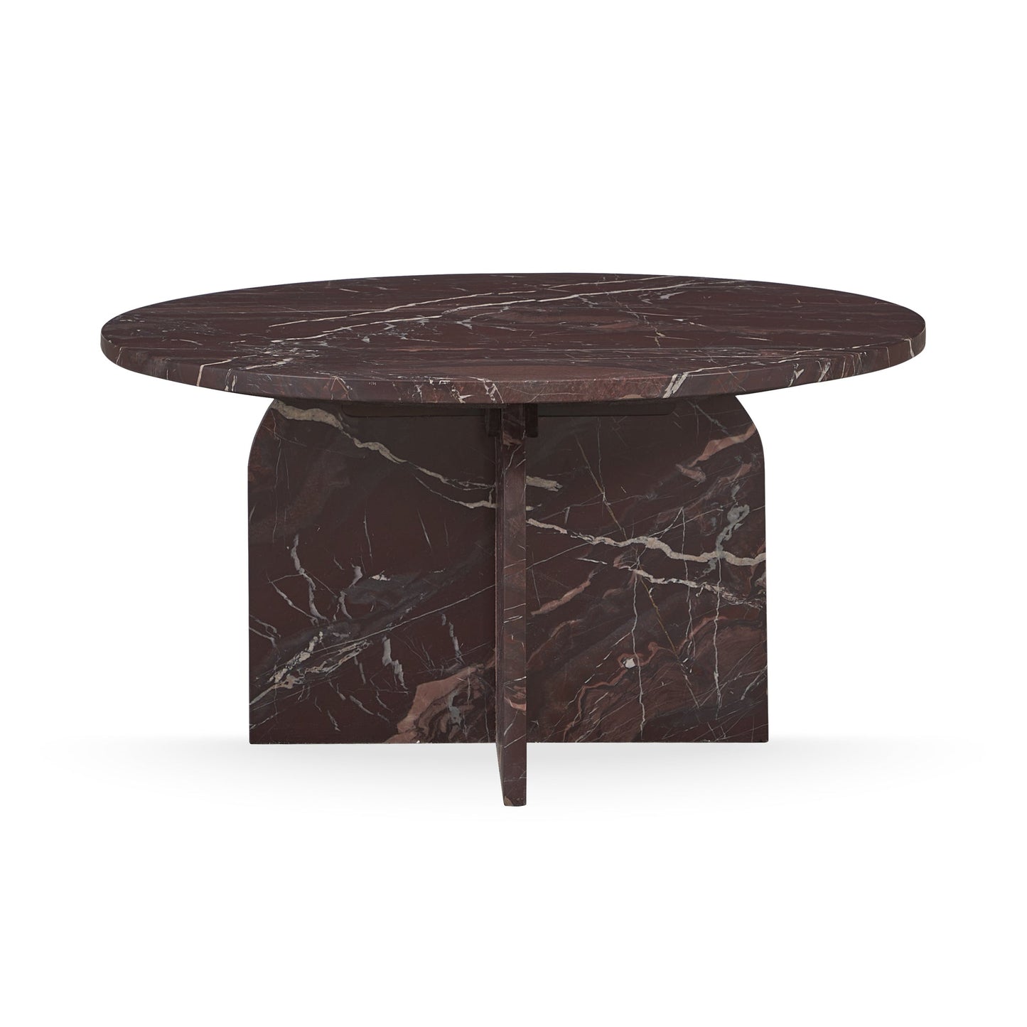 Reilly Marble Round Coffee Table - Merlot