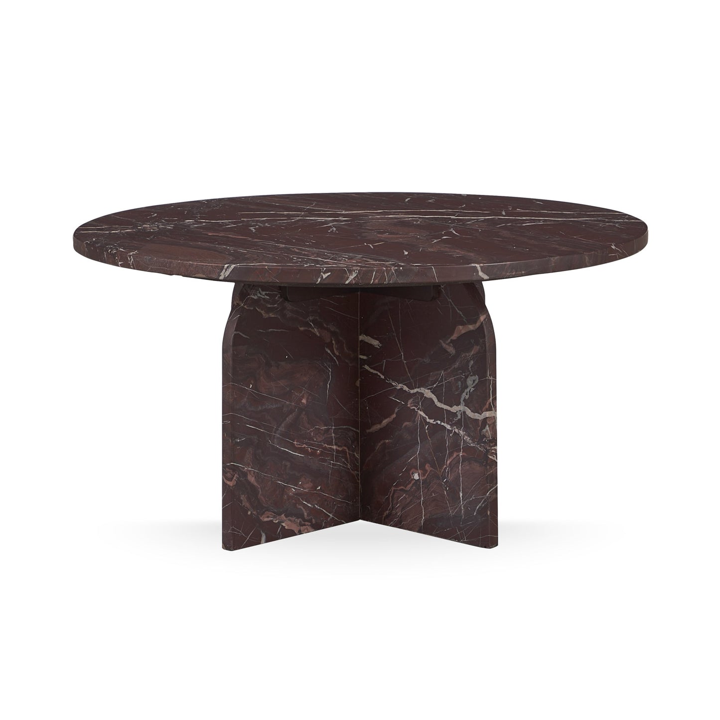 Reilly Marble Round Coffee Table - Merlot