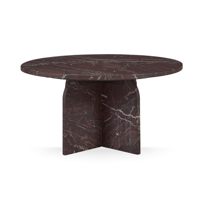 Reilly Marble Round Coffee Table - Merlot