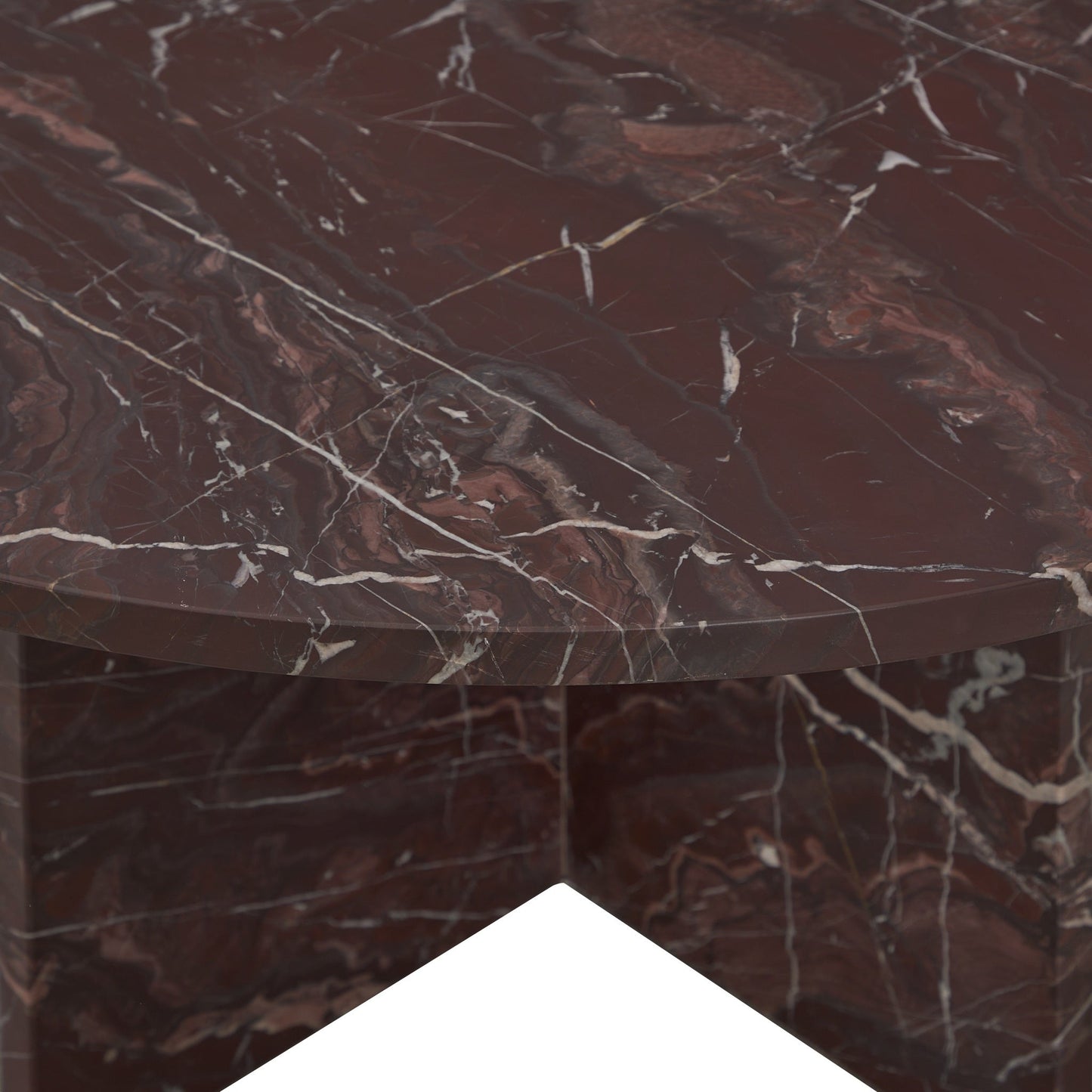 Reilly Marble Round Coffee Table - Merlot