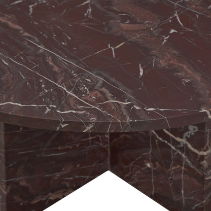 Reilly Marble Round Coffee Table - Merlot