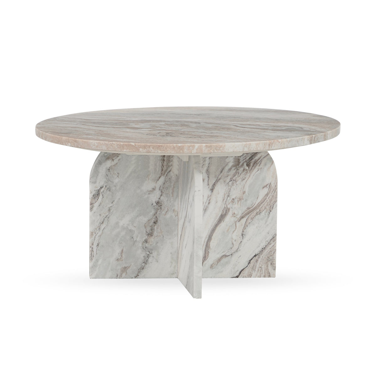 Reilly Marble Round Coffee Table - Rusty Gray