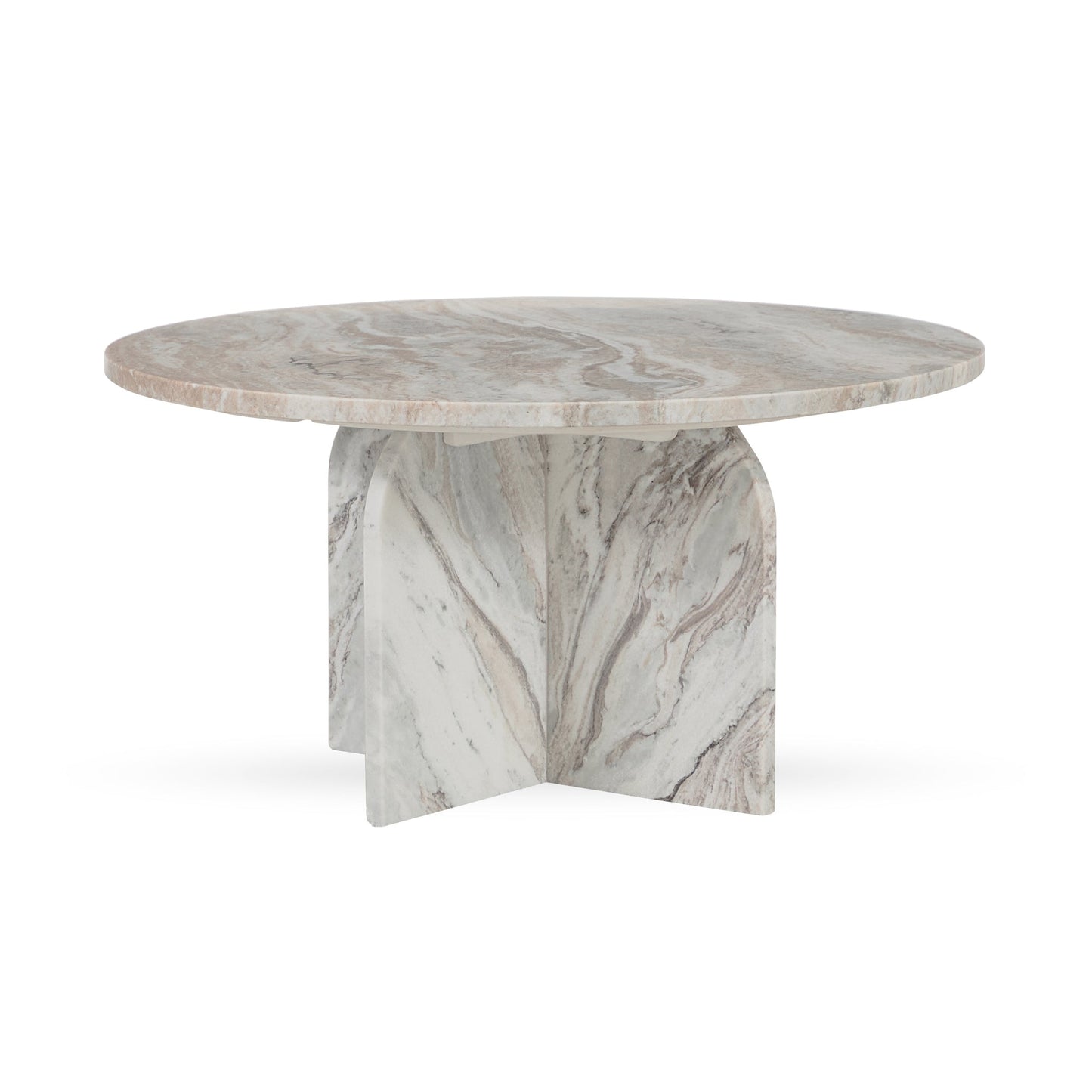 Reilly Marble Round Coffee Table - Rusty Gray