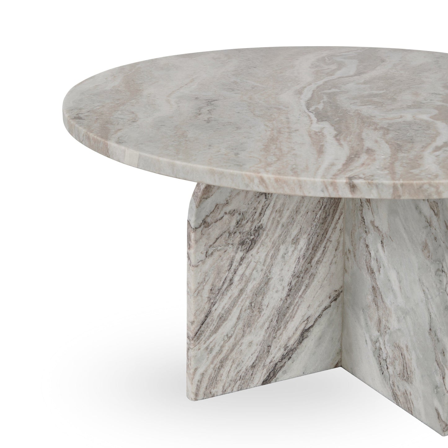 Reilly Marble Round Coffee Table - Rusty Gray
