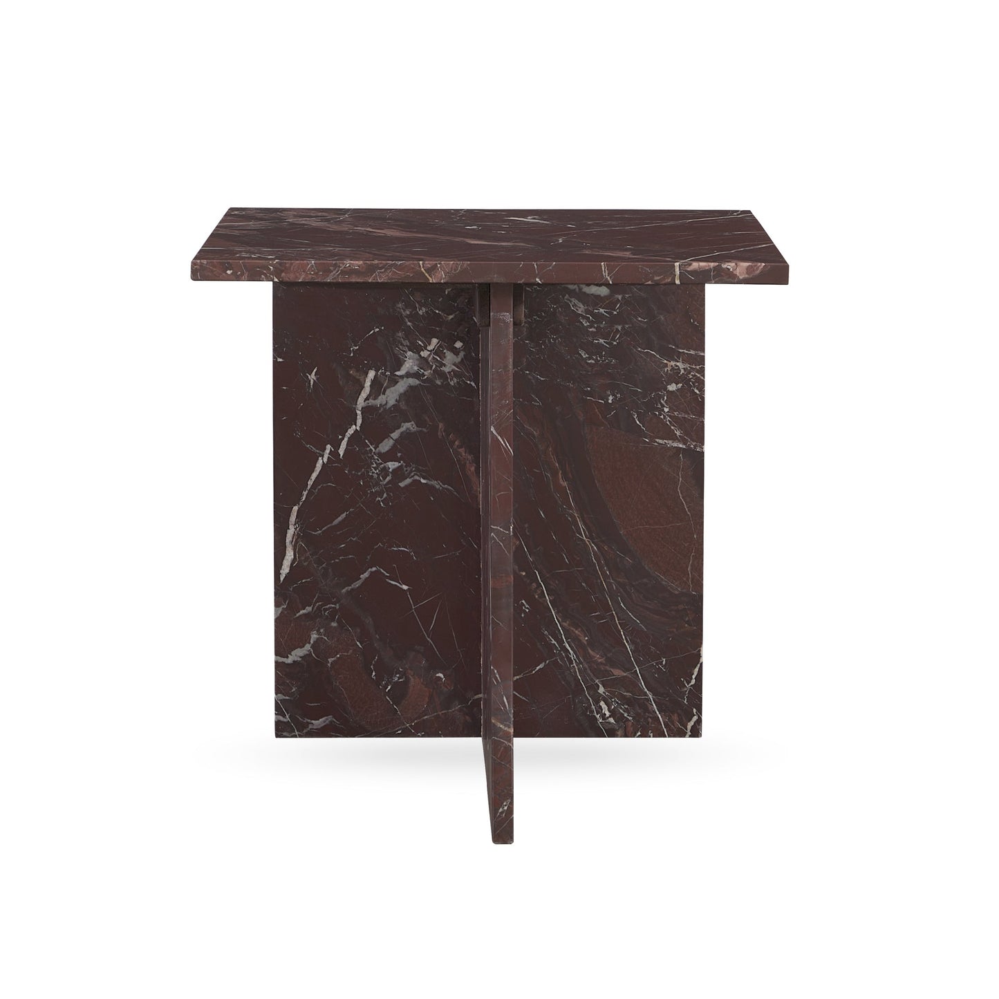 Bexly Marble Square End Table - Merlot