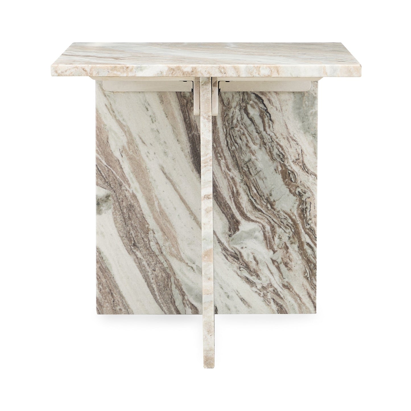 Bexly Marble Square End Table - Rusty Gray
