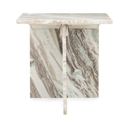 Bexly Marble Square End Table - Rusty Gray