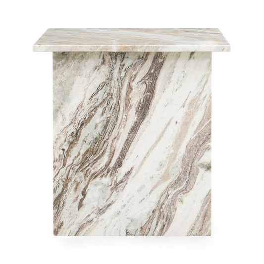 Bexly Marble Square End Table - Rusty Gray
