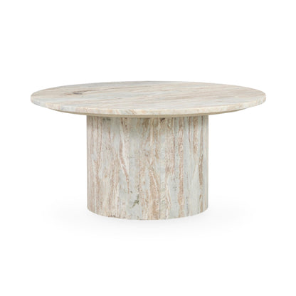 Amberly Marble Round Coffee Table - Rusty Gray