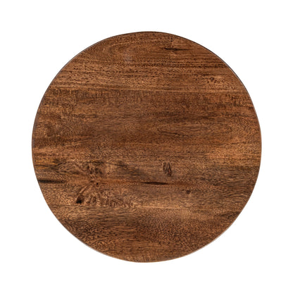 Andra Leather Round Accent Table - Sedona Brown