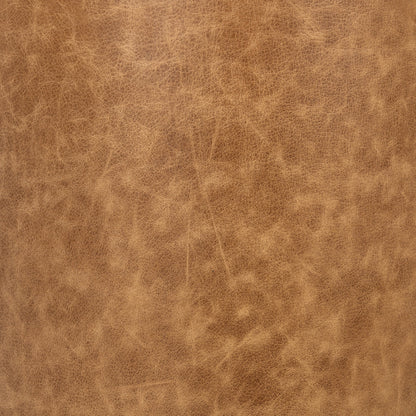 Andra Leather Round Accent Table - Sedona Brown