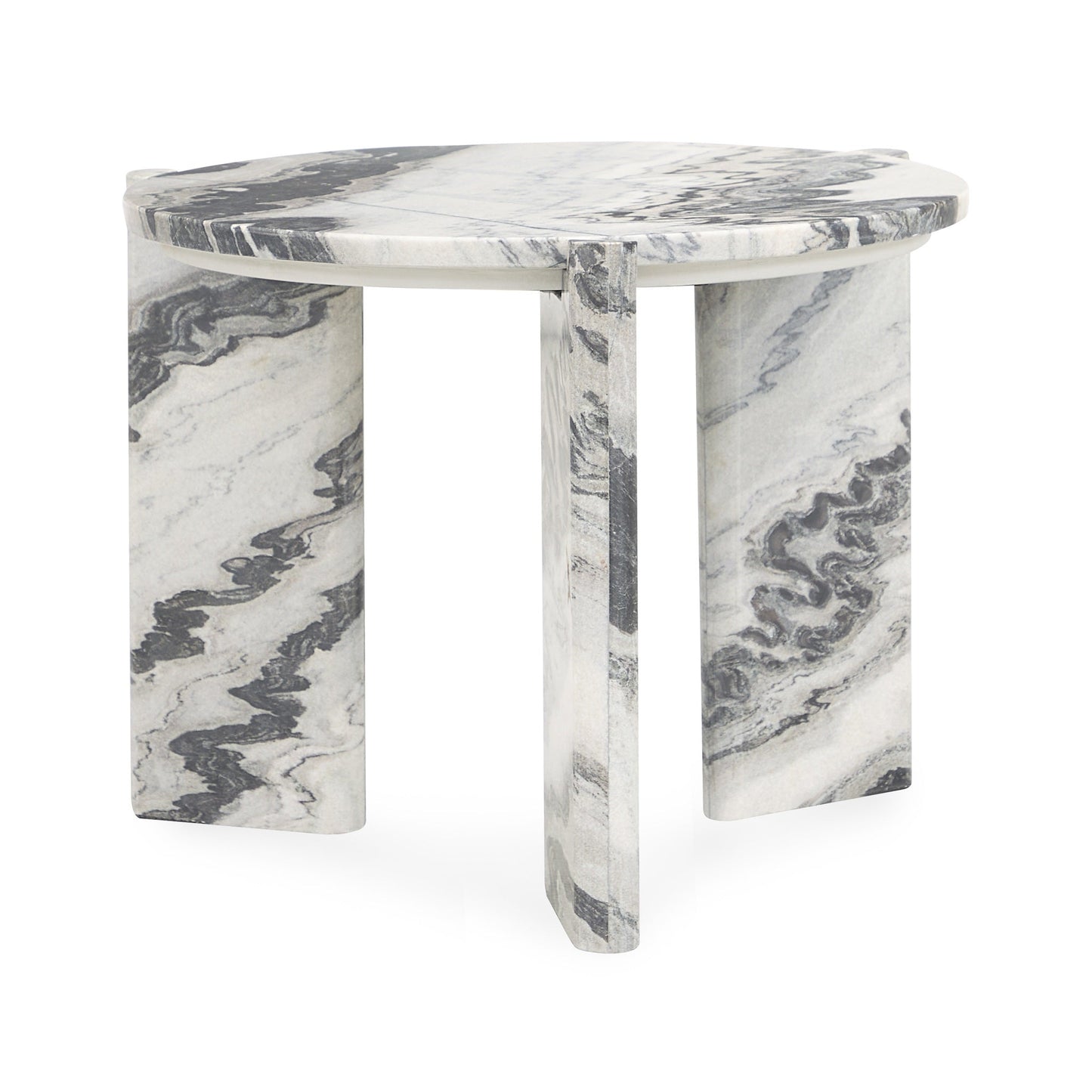 Zora Marble Round End Table - Charcoal Gray