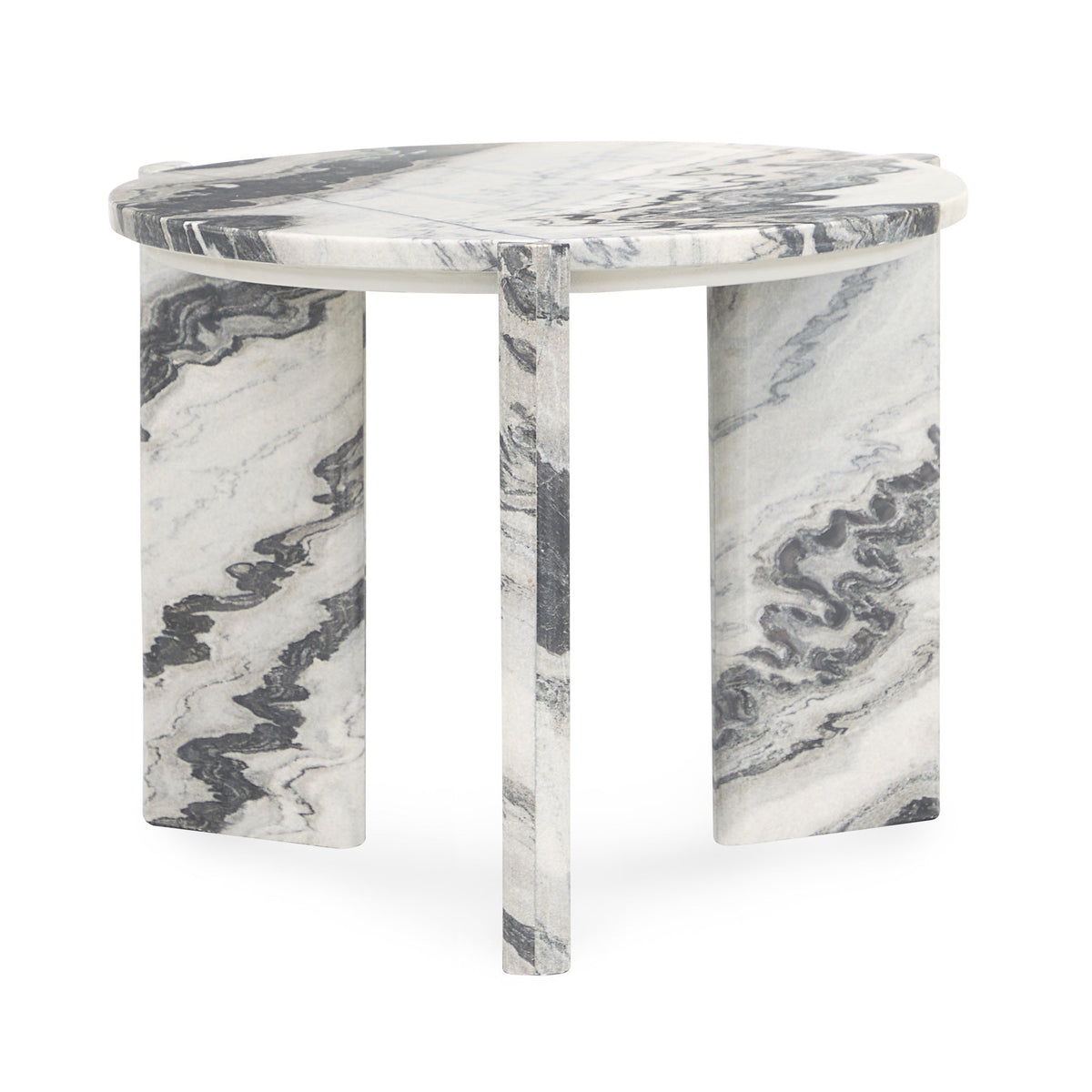 Zora Marble Round End Table - Charcoal Gray
