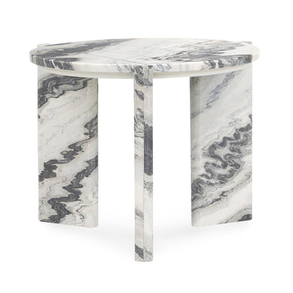 Zora Marble Round End Table - Charcoal Gray