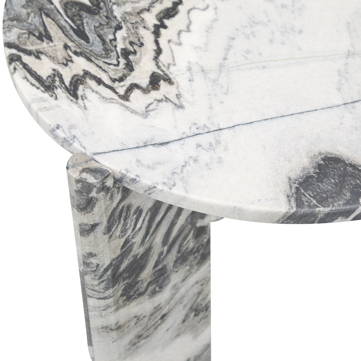 Zora Marble Round End Table - Charcoal Gray