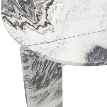 Zora Marble Round End Table - Charcoal Gray