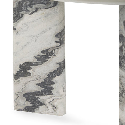Zora Marble Round End Table - Charcoal Gray