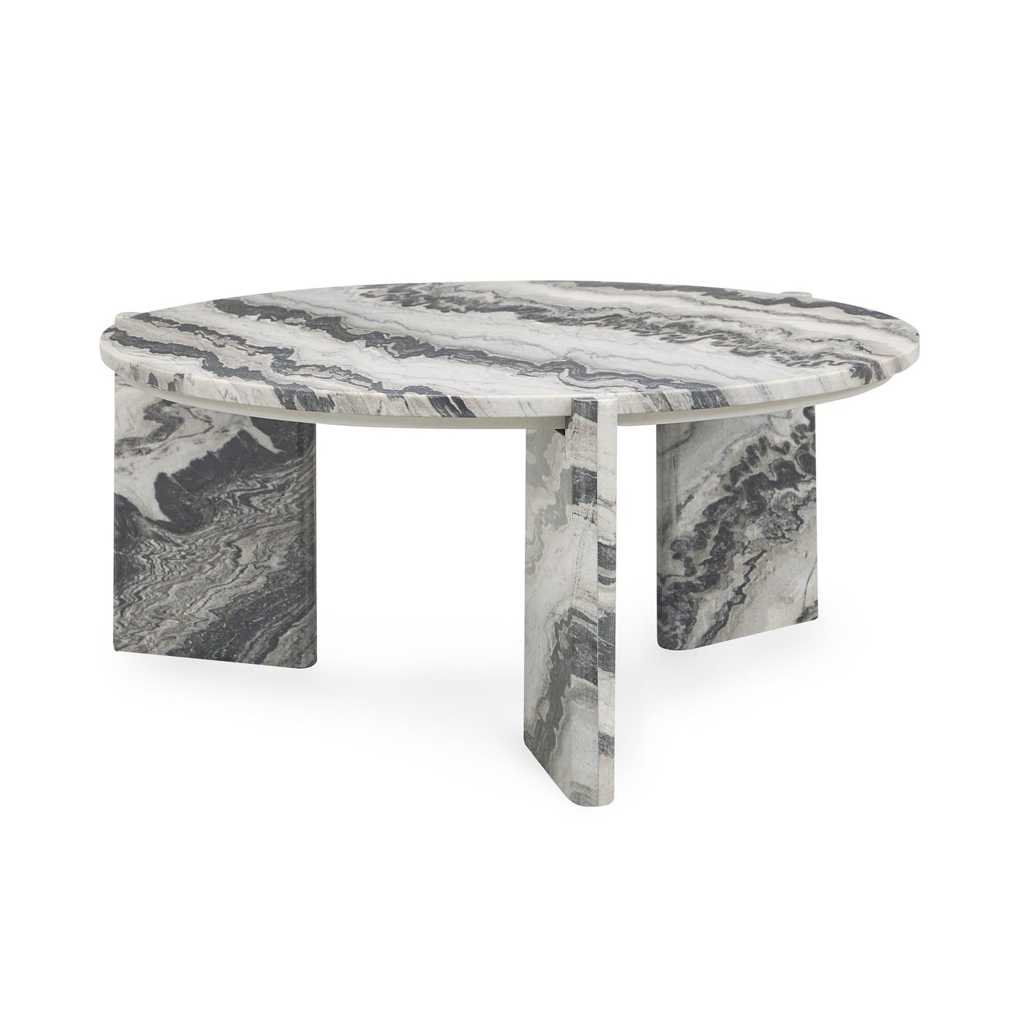 Zora Marble Round Coffee Table - Charcoal Gray